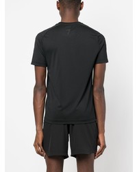 schwarzes bedrucktes T-Shirt mit einem Rundhalsausschnitt von Ea7 Emporio Armani