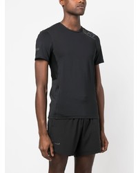 schwarzes bedrucktes T-Shirt mit einem Rundhalsausschnitt von Ea7 Emporio Armani