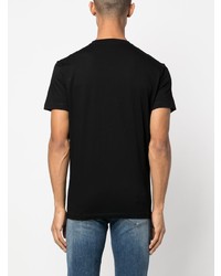 schwarzes bedrucktes T-Shirt mit einem Rundhalsausschnitt von DSQUARED2