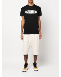 schwarzes bedrucktes T-Shirt mit einem Rundhalsausschnitt von DSQUARED2