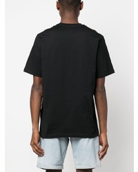 schwarzes bedrucktes T-Shirt mit einem Rundhalsausschnitt von MSGM