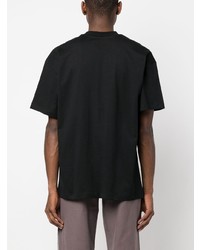 schwarzes bedrucktes T-Shirt mit einem Rundhalsausschnitt von MSGM