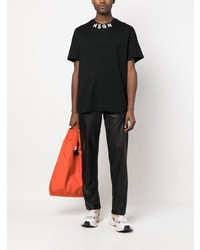 schwarzes bedrucktes T-Shirt mit einem Rundhalsausschnitt von MSGM