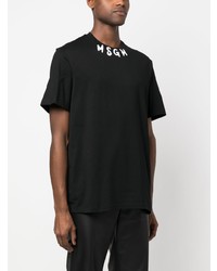 schwarzes bedrucktes T-Shirt mit einem Rundhalsausschnitt von MSGM