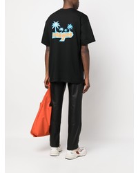 schwarzes bedrucktes T-Shirt mit einem Rundhalsausschnitt von MSGM