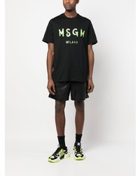 schwarzes bedrucktes T-Shirt mit einem Rundhalsausschnitt von MSGM