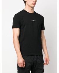 schwarzes bedrucktes T-Shirt mit einem Rundhalsausschnitt von Stone Island