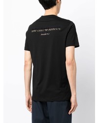 schwarzes bedrucktes T-Shirt mit einem Rundhalsausschnitt von Emporio Armani