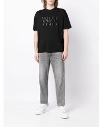 schwarzes bedrucktes T-Shirt mit einem Rundhalsausschnitt von Emporio Armani