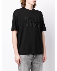 schwarzes bedrucktes T-Shirt mit einem Rundhalsausschnitt von Emporio Armani