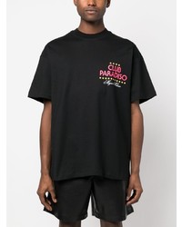 schwarzes bedrucktes T-Shirt mit einem Rundhalsausschnitt von MSGM