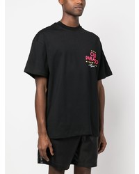 schwarzes bedrucktes T-Shirt mit einem Rundhalsausschnitt von MSGM