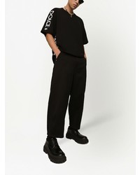 schwarzes bedrucktes T-Shirt mit einem Rundhalsausschnitt von Dolce & Gabbana
