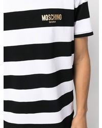 schwarzes bedrucktes T-Shirt mit einem Rundhalsausschnitt von Moschino