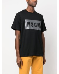 schwarzes bedrucktes T-Shirt mit einem Rundhalsausschnitt von MSGM