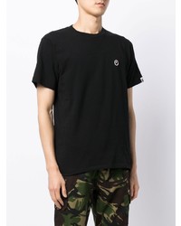 schwarzes bedrucktes T-Shirt mit einem Rundhalsausschnitt von A Bathing Ape