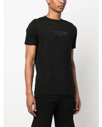 schwarzes bedrucktes T-Shirt mit einem Rundhalsausschnitt von Karl Lagerfeld