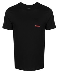 schwarzes bedrucktes T-Shirt mit einem Rundhalsausschnitt von Hugo