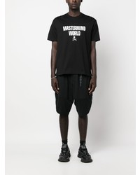 schwarzes bedrucktes T-Shirt mit einem Rundhalsausschnitt von Mastermind Japan