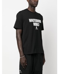 schwarzes bedrucktes T-Shirt mit einem Rundhalsausschnitt von Mastermind Japan