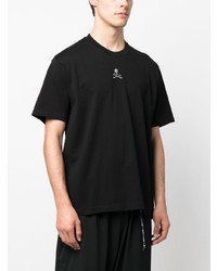 schwarzes bedrucktes T-Shirt mit einem Rundhalsausschnitt von Mastermind Japan