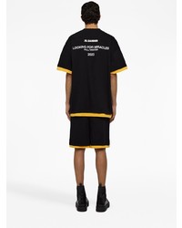 schwarzes bedrucktes T-Shirt mit einem Rundhalsausschnitt von Jil Sander