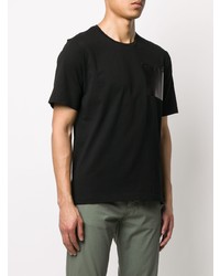 schwarzes bedrucktes T-Shirt mit einem Rundhalsausschnitt von Canali