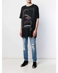 schwarzes bedrucktes T-Shirt mit einem Rundhalsausschnitt von Balmain