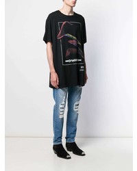 schwarzes bedrucktes T-Shirt mit einem Rundhalsausschnitt von Balmain