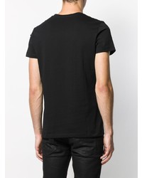 schwarzes bedrucktes T-Shirt mit einem Rundhalsausschnitt von Balmain