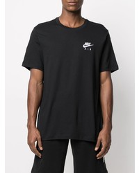 schwarzes bedrucktes T-Shirt mit einem Rundhalsausschnitt von Nike