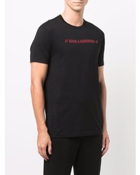 schwarzes bedrucktes T-Shirt mit einem Rundhalsausschnitt von Karl Lagerfeld