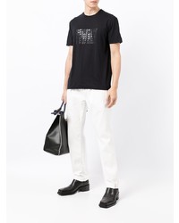 schwarzes bedrucktes T-Shirt mit einem Rundhalsausschnitt von Emporio Armani