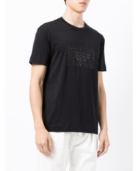 schwarzes bedrucktes T-Shirt mit einem Rundhalsausschnitt von Emporio Armani