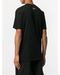 schwarzes bedrucktes T-Shirt mit einem Rundhalsausschnitt von McQ Alexander McQueen