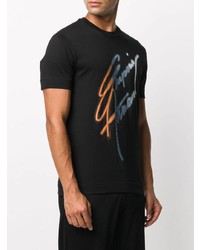 schwarzes bedrucktes T-Shirt mit einem Rundhalsausschnitt von Emporio Armani