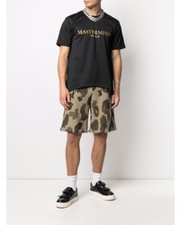 schwarzes bedrucktes T-Shirt mit einem Rundhalsausschnitt von Mastermind World