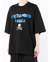 schwarzes bedrucktes T-Shirt mit einem Rundhalsausschnitt von Mastermind World