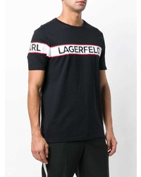 schwarzes bedrucktes T-Shirt mit einem Rundhalsausschnitt von Karl Lagerfeld