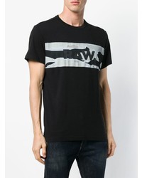 schwarzes bedrucktes T-Shirt mit einem Rundhalsausschnitt von G-Star Raw Research