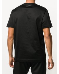 schwarzes bedrucktes T-Shirt mit einem Rundhalsausschnitt von Les Hommes