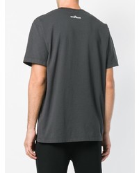 schwarzes bedrucktes T-Shirt mit einem Rundhalsausschnitt von Stone Island