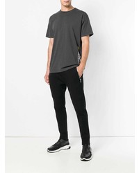 schwarzes bedrucktes T-Shirt mit einem Rundhalsausschnitt von Stone Island