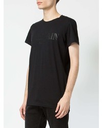 schwarzes bedrucktes T-Shirt mit einem Rundhalsausschnitt von Balmain