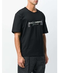 schwarzes bedrucktes T-Shirt mit einem Rundhalsausschnitt von Dolce & Gabbana