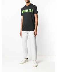 schwarzes bedrucktes T-Shirt mit einem Rundhalsausschnitt von DSQUARED2