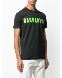 schwarzes bedrucktes T-Shirt mit einem Rundhalsausschnitt von DSQUARED2