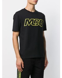 schwarzes bedrucktes T-Shirt mit einem Rundhalsausschnitt von McQ Alexander McQueen