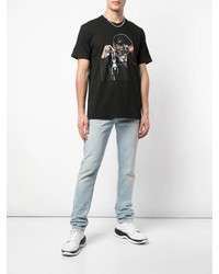 schwarzes bedrucktes T-Shirt mit einem Rundhalsausschnitt von Supreme