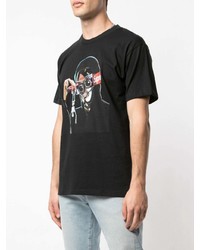 schwarzes bedrucktes T-Shirt mit einem Rundhalsausschnitt von Supreme